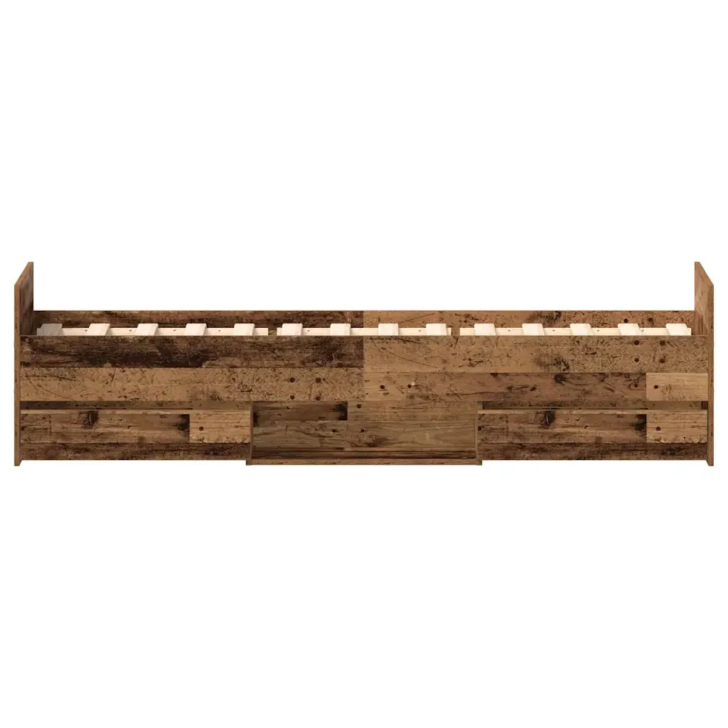 Letto singolo | Letto per adulti | Giroletto senza Materasso Legno Antico 100x200cm in Truciolato - Image 7