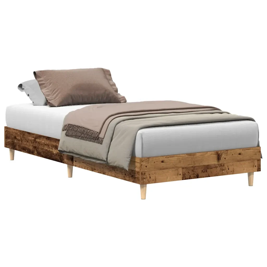 Letto singolo | Letto per adulti | Giroletto senza Materasso Legno Antico 75x190 cm in Truciolato