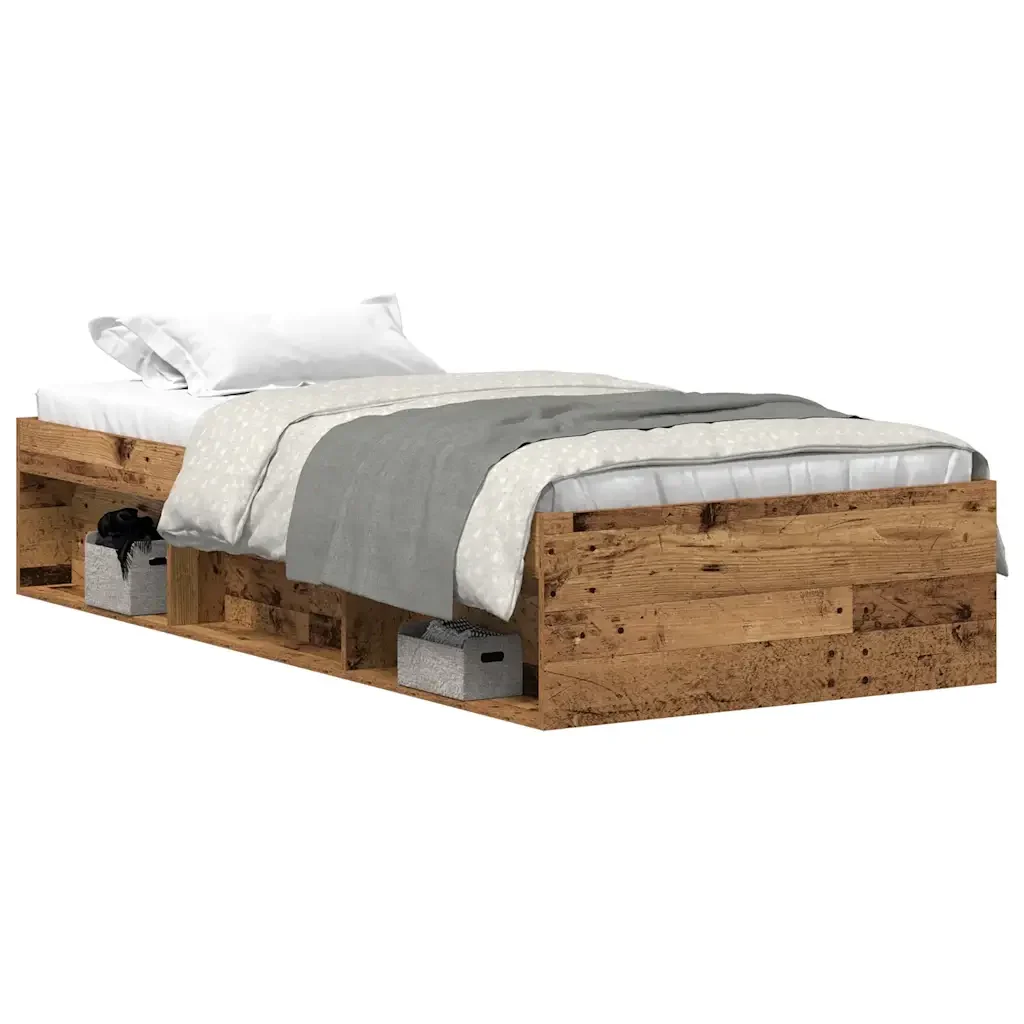 Letto singolo | Letto per adulti | Giroletto senza Materasso Legno Antico 75x190 cm in Truciolato