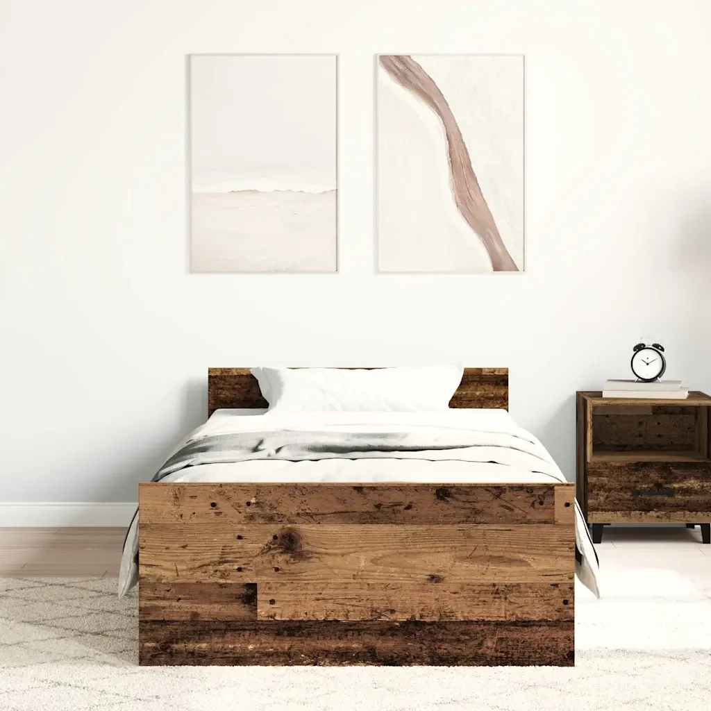 Letto singolo | Letto per adulti | Giroletto senza Materasso Legno Antico 75x190 cm in Truciolato - Image 3