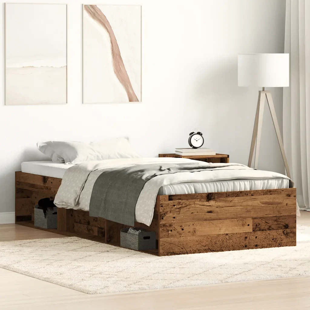Letto singolo | Letto per adulti | Giroletto senza Materasso Legno Antico 75x190 cm in Truciolato - Image 2