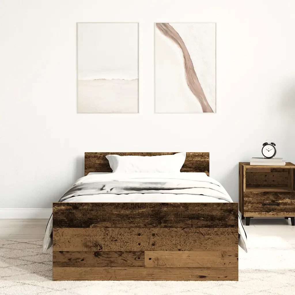 Letto singolo | Letto per adulti | Giroletto senza Materasso Legno Antico 90x190cm in Truciolato - Image 3