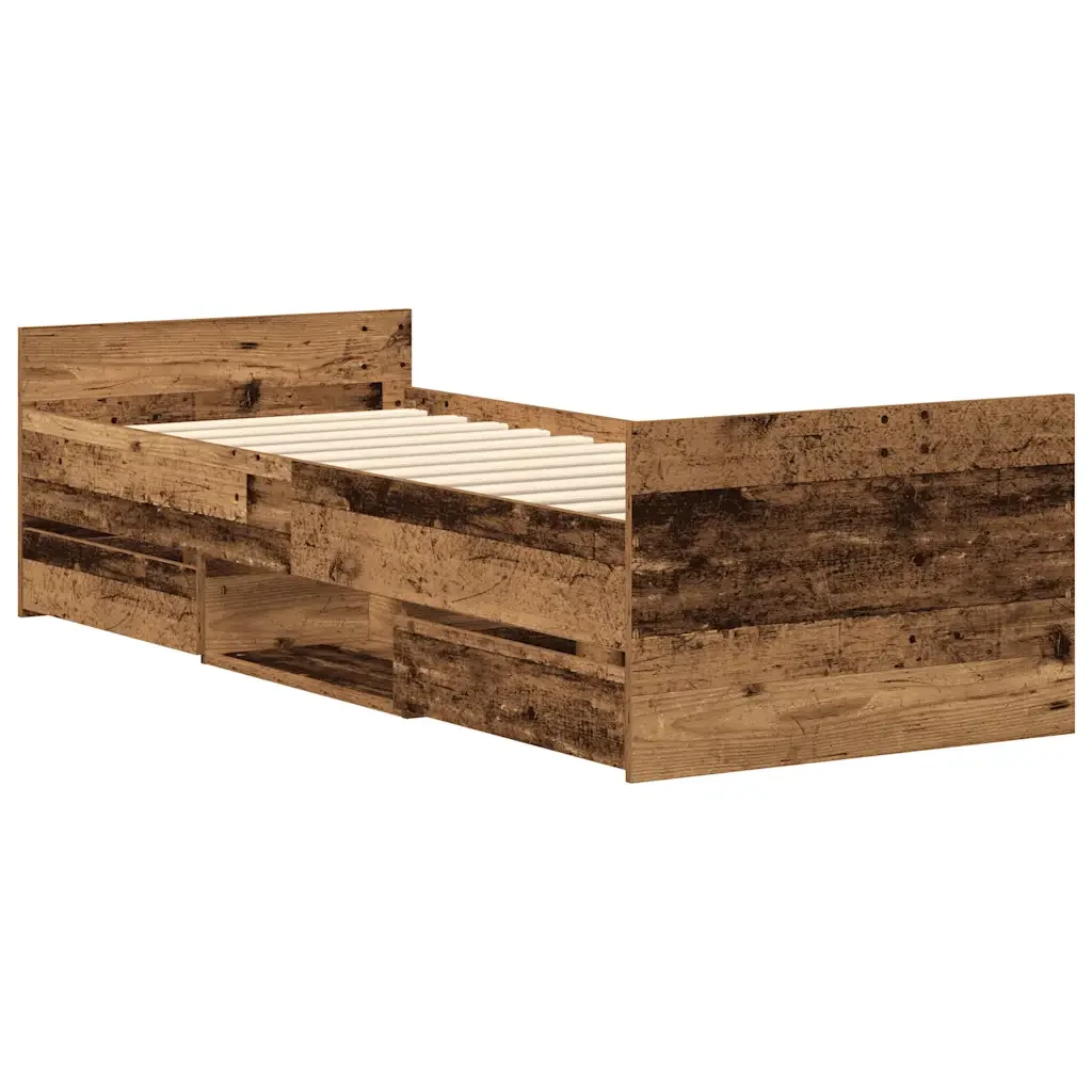 Letto singolo | Letto per adulti | Giroletto senza Materasso Legno Antico 90x190cm in Truciolato - Image 8