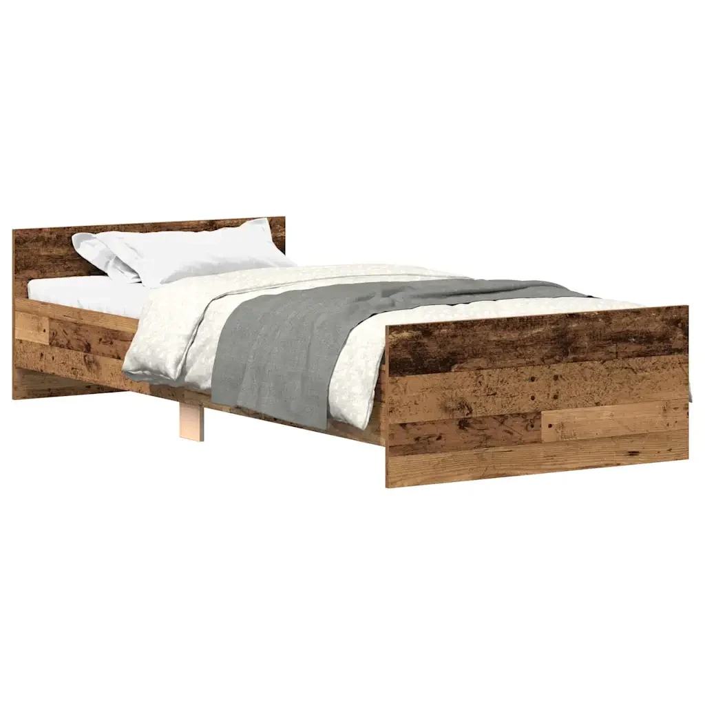 Letto singolo | Letto per adulti | Giroletto senza Materasso Legno Antico 90x200cm in Truciolato