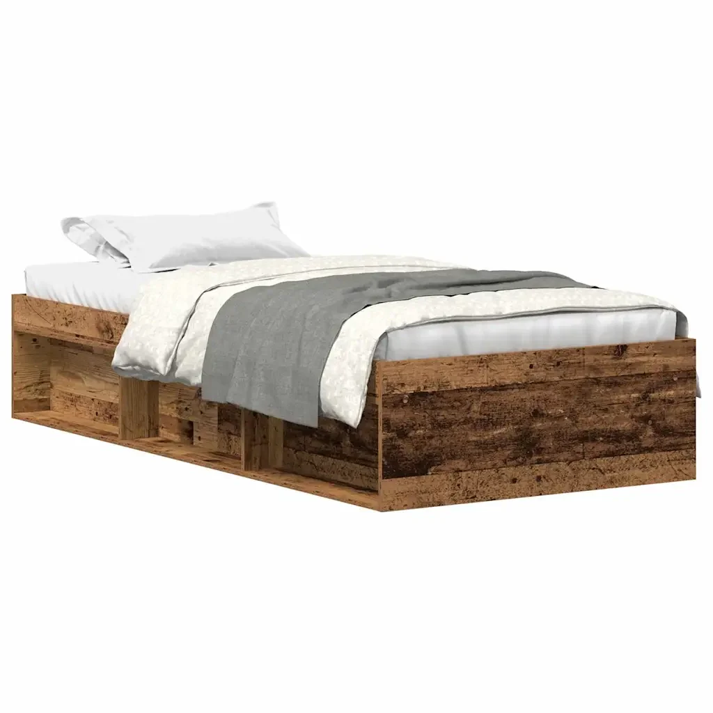 Letto singolo | Letto per adulti | Giroletto senza Materasso Legno Antico 90x200cm in Truciolato