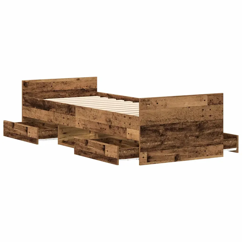 Letto singolo | Letto per adulti | Giroletto senza Materasso Legno Antico 90x200cm in Truciolato - Image 5