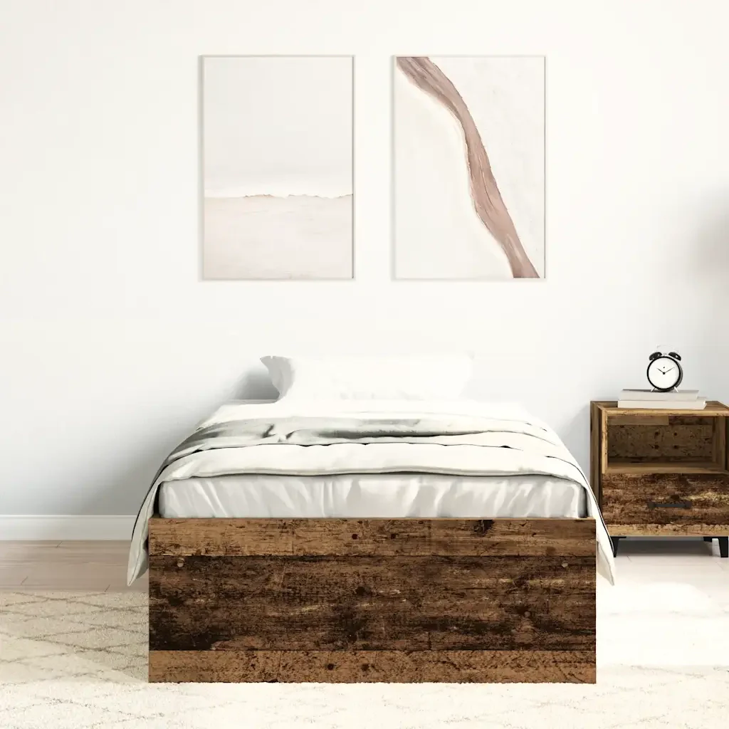 Letto singolo | Letto per adulti | Giroletto senza Materasso Legno Antico 90x200cm in Truciolato - Image 3
