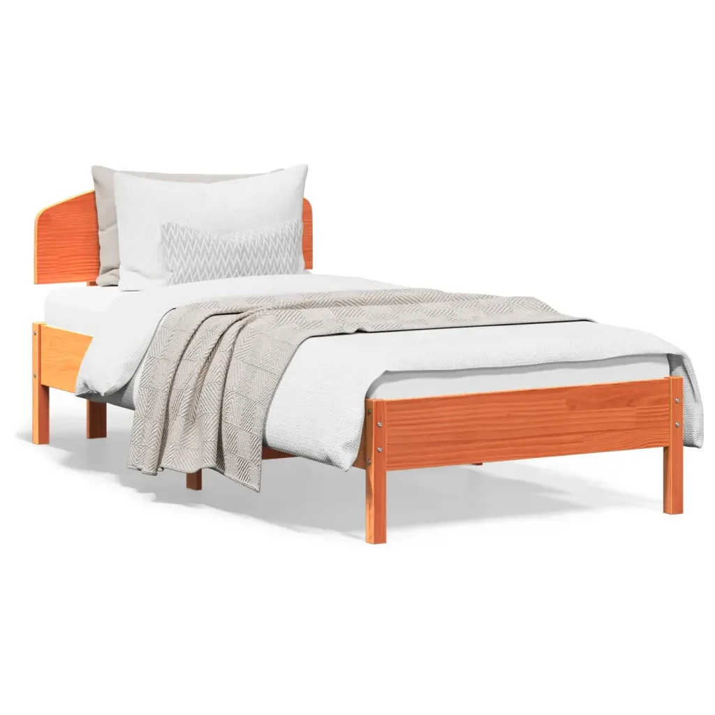 Letto singolo | Letto per adulti | Giroletto senza Materasso Marrone Cera 100x200 cm Legno di Pino
