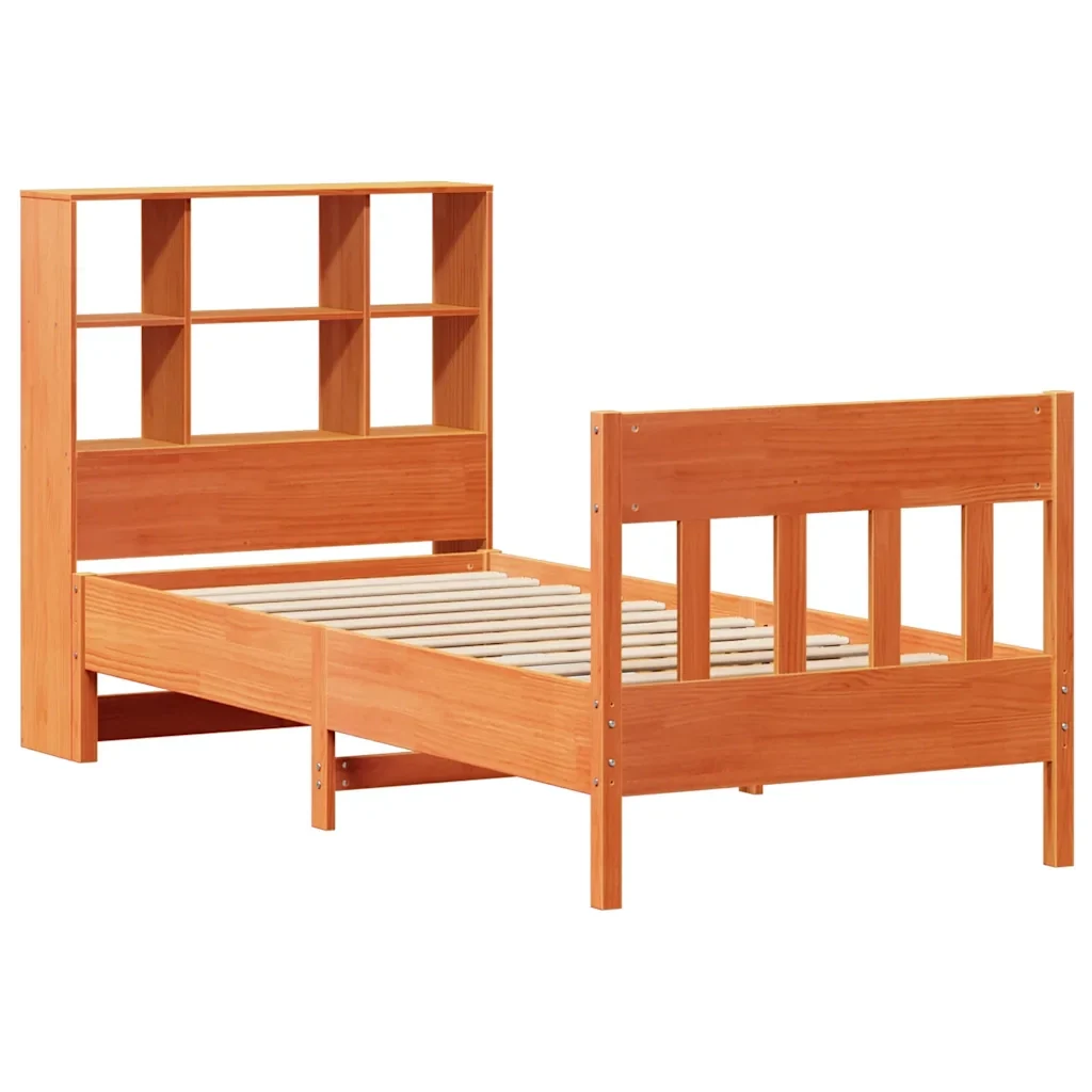 Letto singolo | Letto per adulti | Giroletto senza Materasso Marrone Cera 100x200 cm Legno di Pino - Image 3