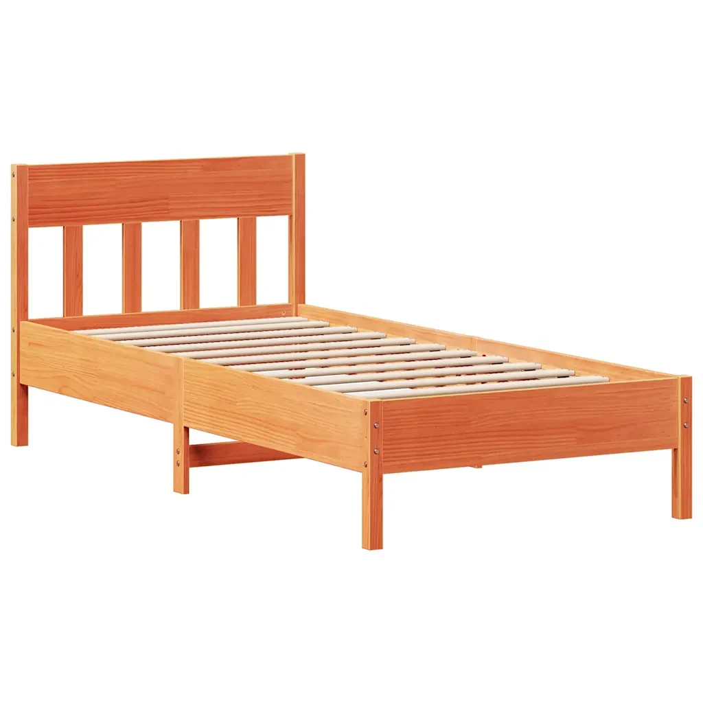 Letto singolo | Letto per adulti | Giroletto senza Materasso Marrone Cera 100x200 cm Legno di Pino - Image 5