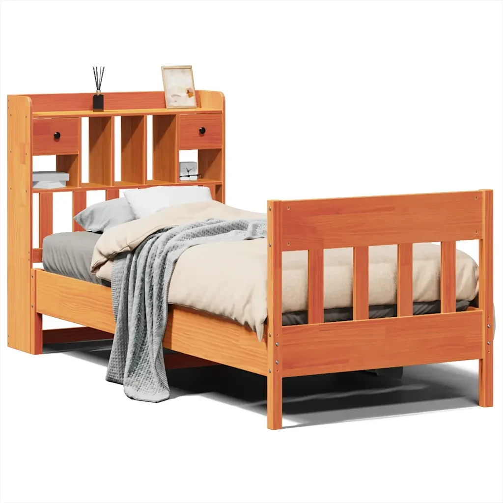 Letto singolo | Letto per adulti | Giroletto senza Materasso Marrone Cera 100x200 cm Legno di Pino