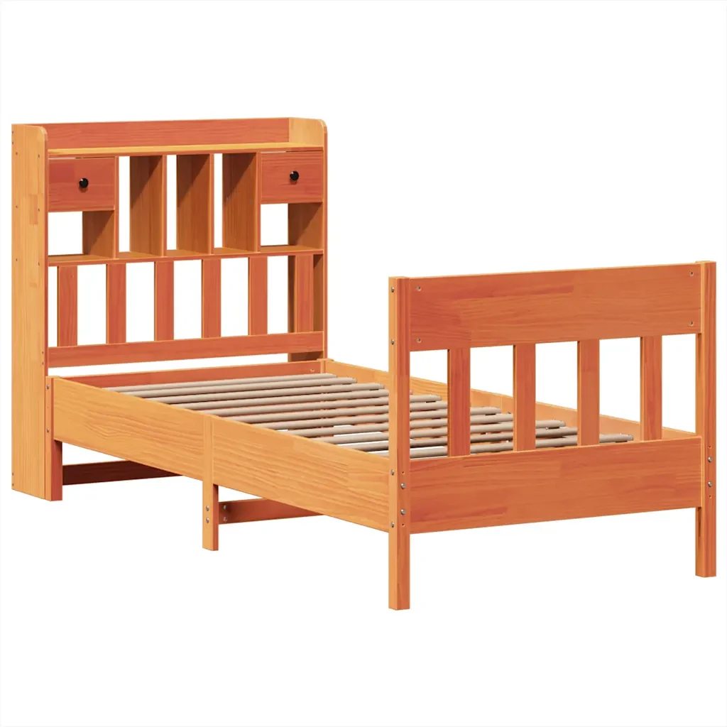 Letto singolo | Letto per adulti | Giroletto senza Materasso Marrone Cera 100x200 cm Legno di Pino - Image 3