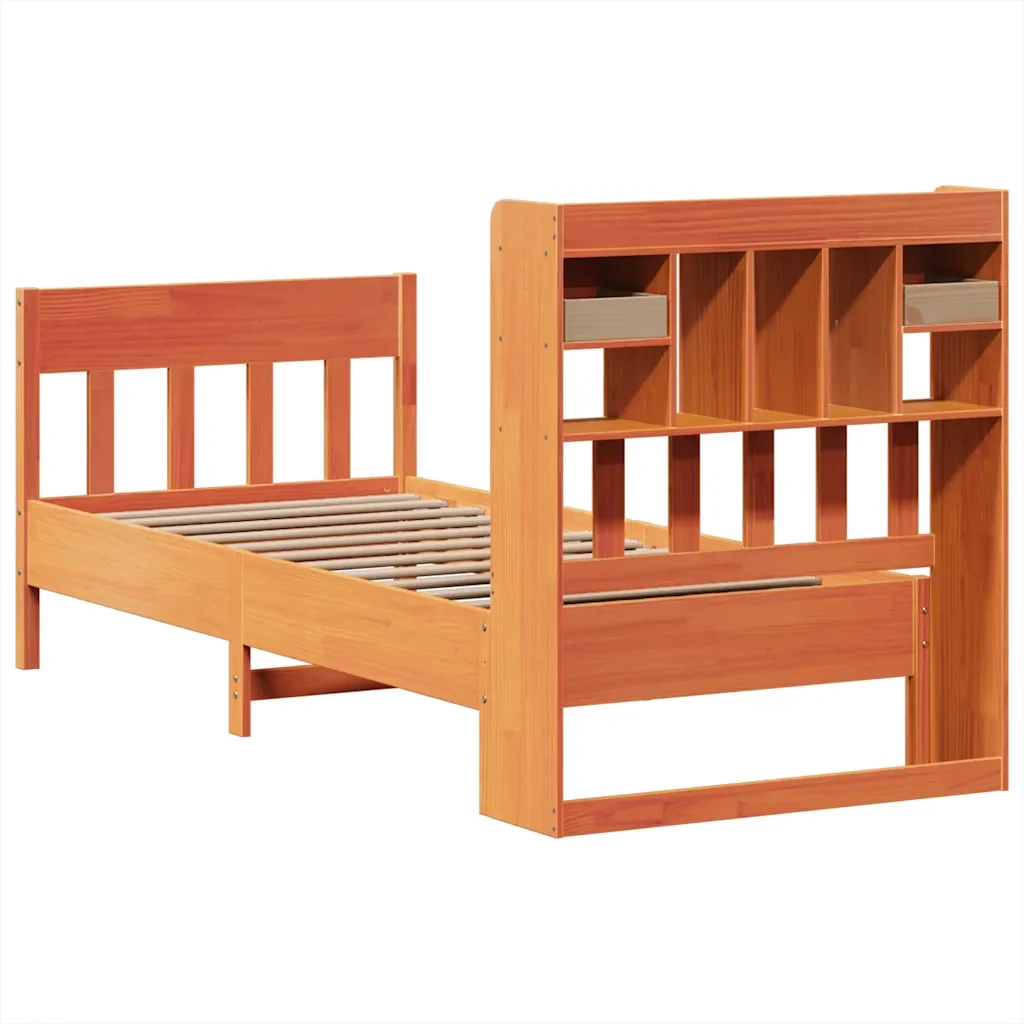 Letto singolo | Letto per adulti | Giroletto senza Materasso Marrone Cera 100x200 cm Legno di Pino - Image 8