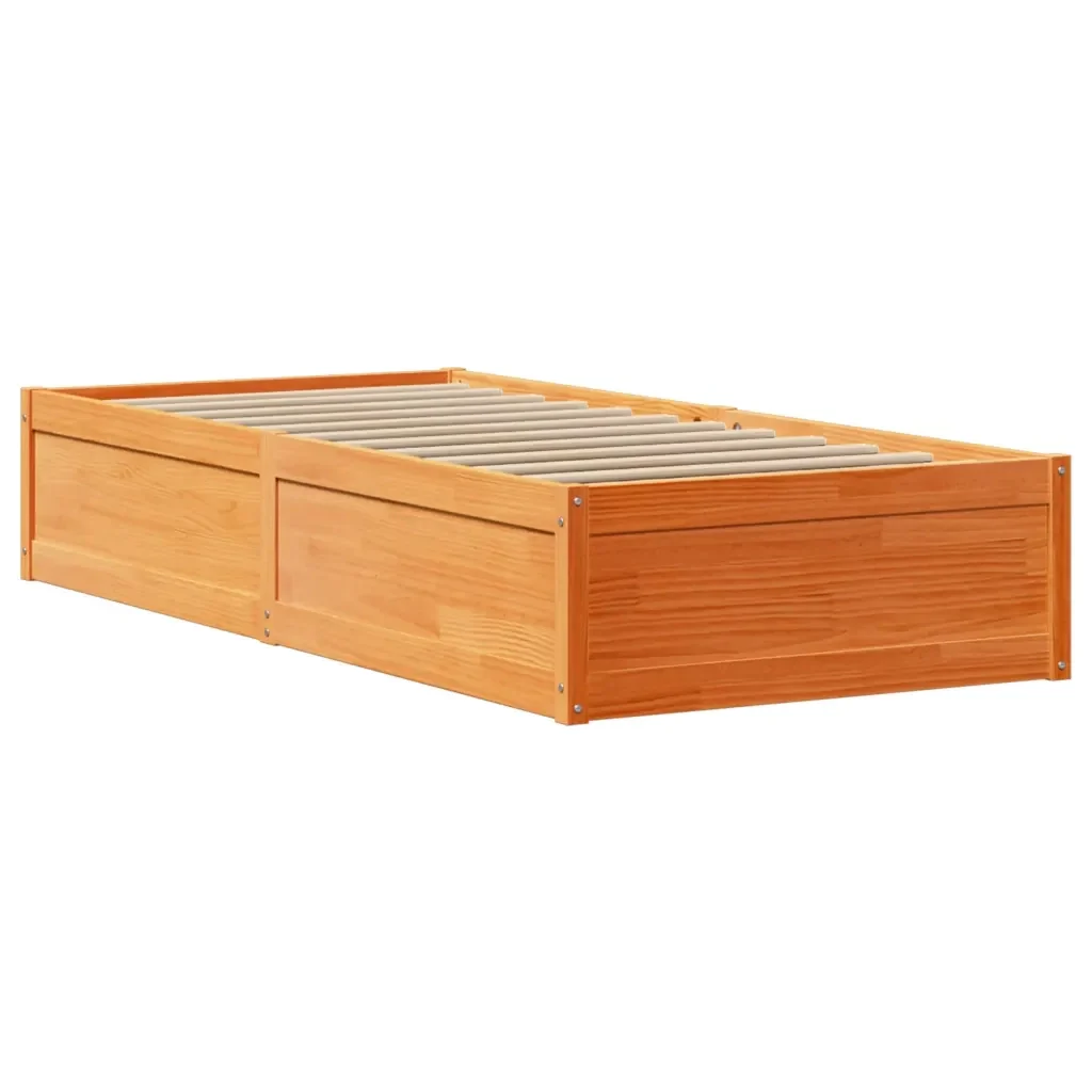 Letto singolo | Letto per adulti | Giroletto senza Materasso Marrone Cera 100x200 cm Legno di Pino - Image 5