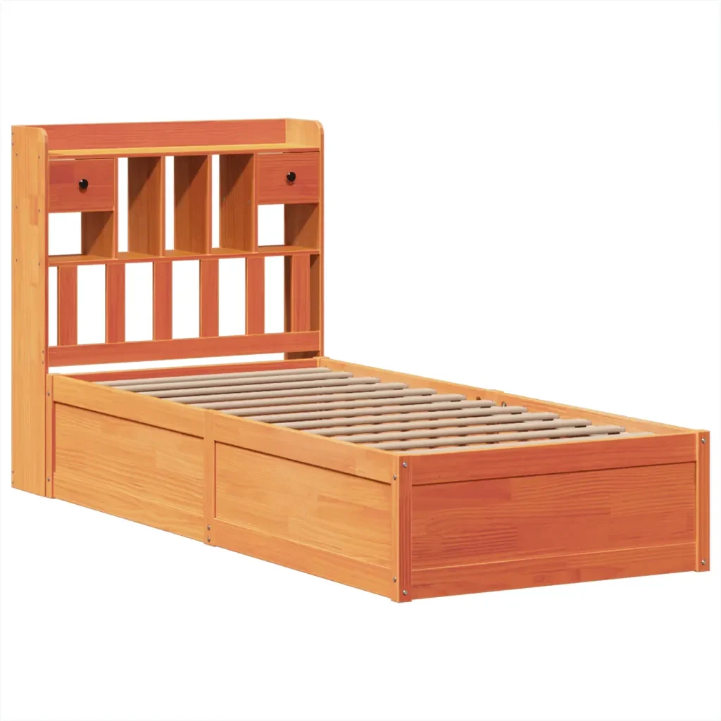 Letto singolo | Letto per adulti | Giroletto senza Materasso Marrone Cera 100x200 cm Legno di Pino - Image 4
