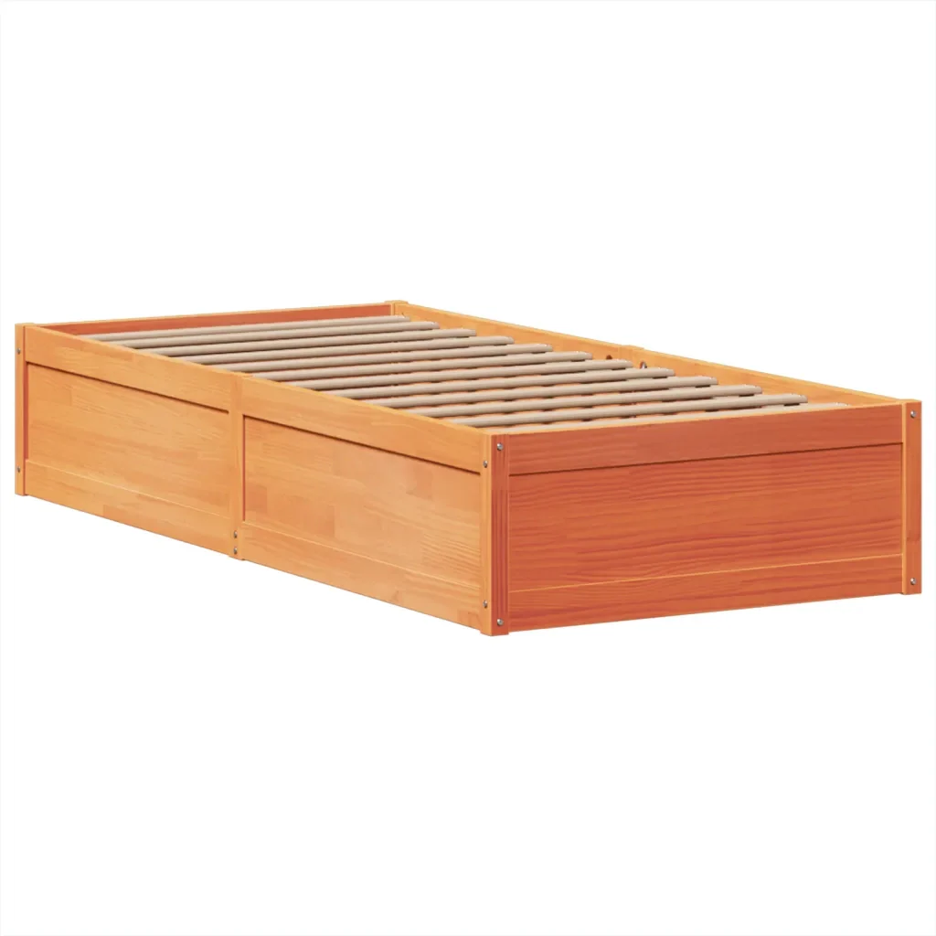 Letto singolo | Letto per adulti | Giroletto senza Materasso Marrone Cera 100x200 cm Legno di Pino - Image 5