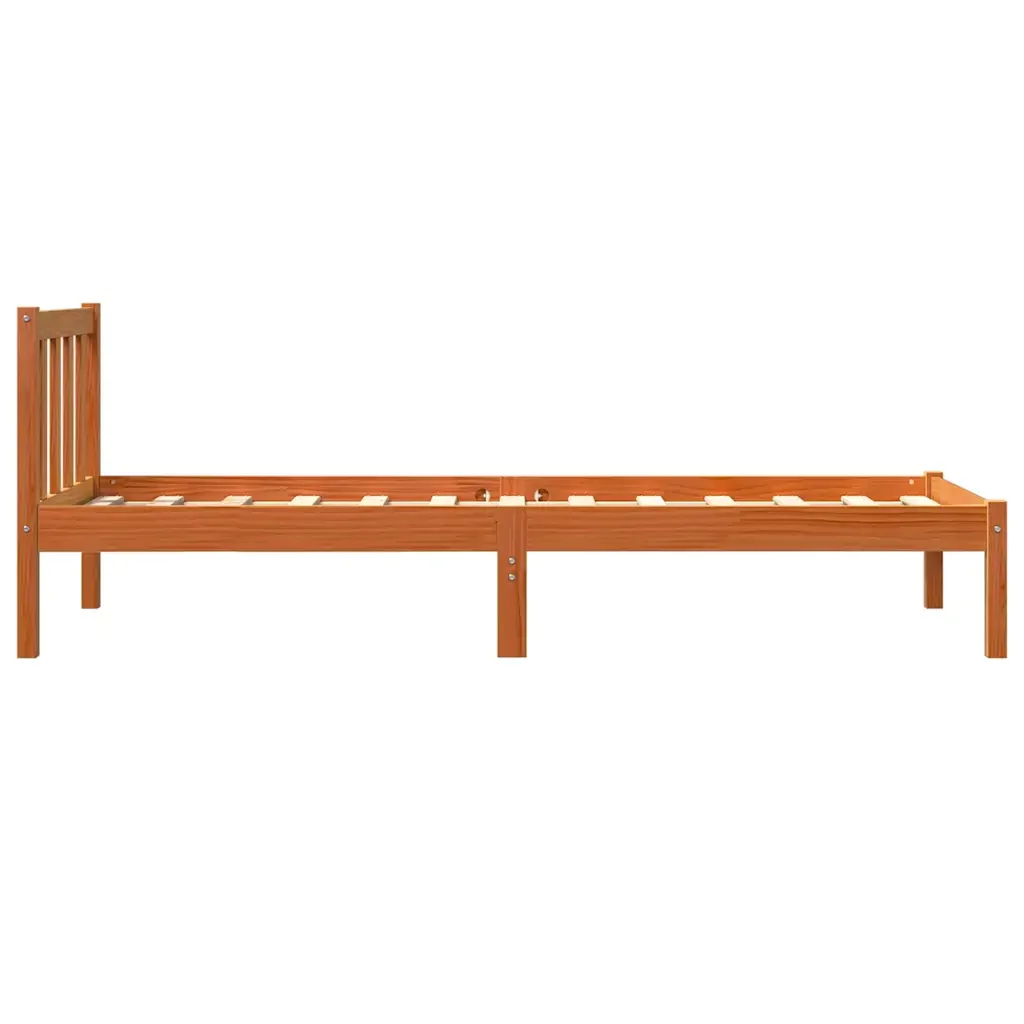 Letto singolo | Letto per adulti | Giroletto senza Materasso Marrone Cera 100x200 cm Legno di Pino - Image 6