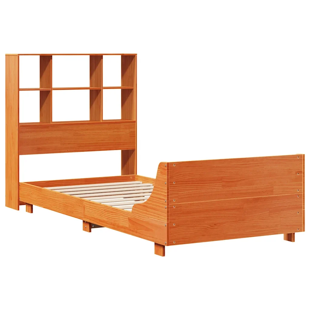 Letto singolo | Letto per adulti | Giroletto senza Materasso Marrone Cera 100x200 cm Legno di Pino - Image 3