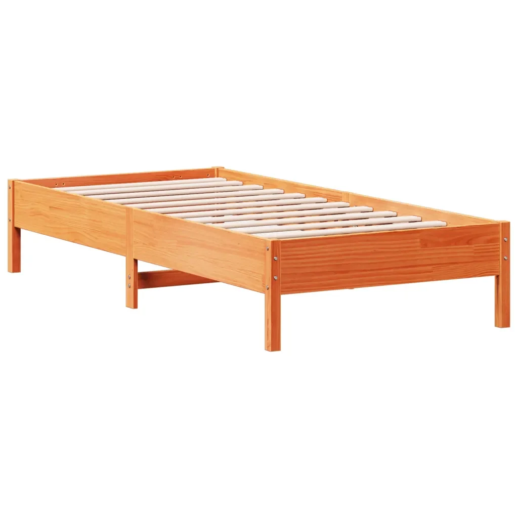 Letto singolo | Letto per adulti | Giroletto senza Materasso Marrone Cera 100x200 cm Legno di Pino - Image 5