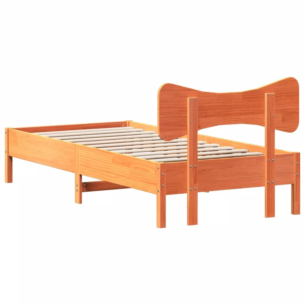 Letto singolo | Letto per adulti | Giroletto senza Materasso Marrone Cera 100x200 cm Legno di Pino - Image 8