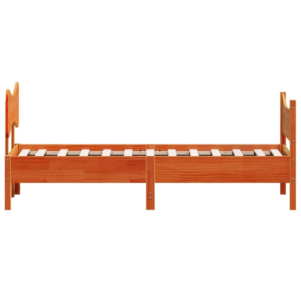 Letto singolo | Letto per adulti | Giroletto senza Materasso Marrone Cera 90x200 cm Massello Pino - Image 5