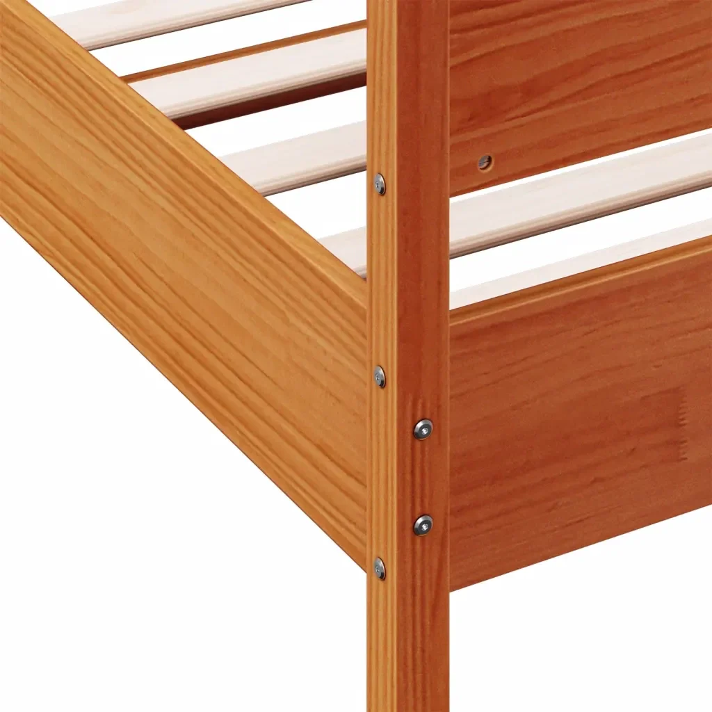 Letto singolo | Letto per adulti | Giroletto senza Materasso Marrone Cera 90x200 cm Massello Pino - Image 7