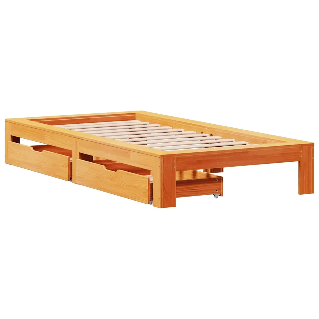 Letto singolo | Letto per adulti | Giroletto senza Materasso Marrone Cera 90x200 cm Massello Pino - Image 3
