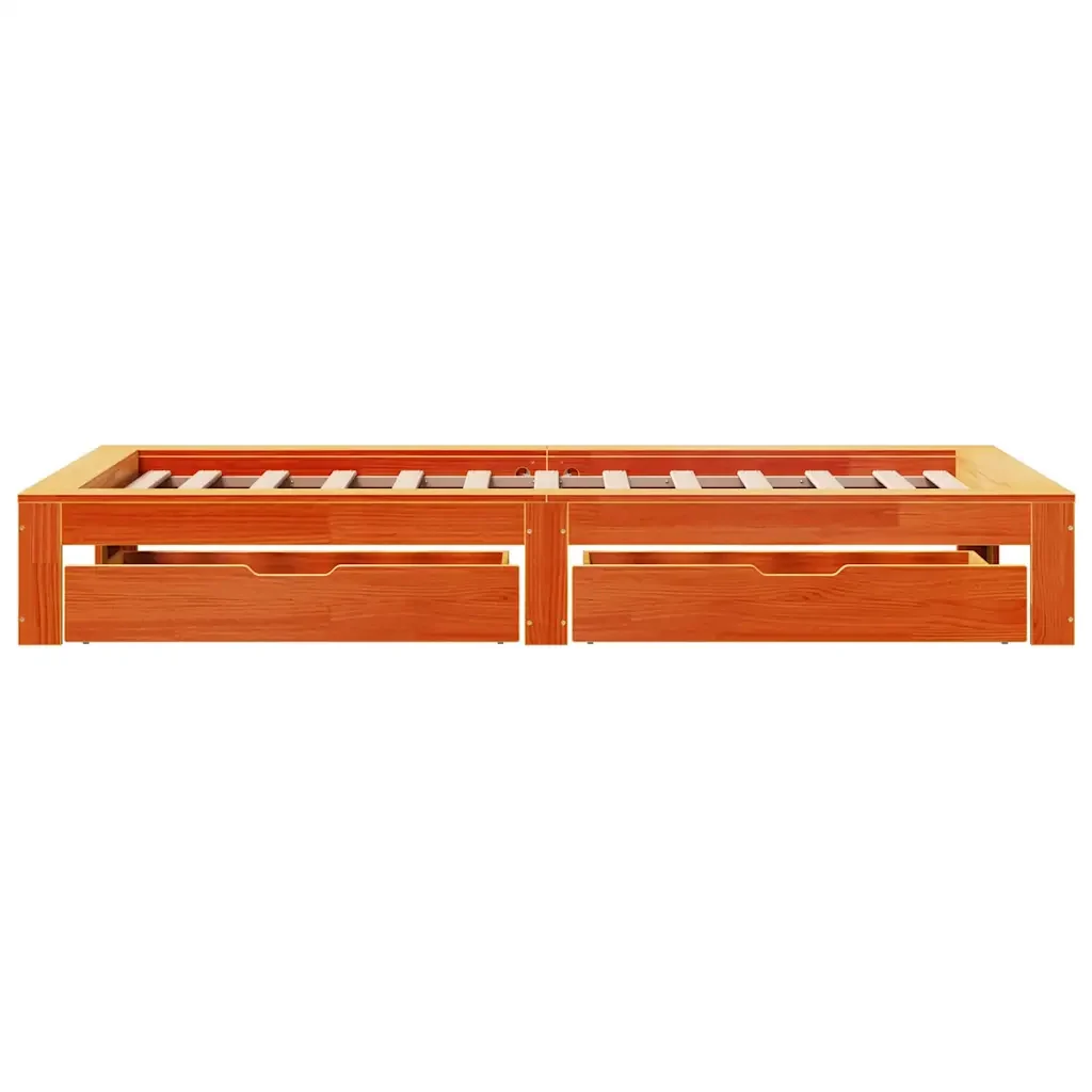 Letto singolo | Letto per adulti | Giroletto senza Materasso Marrone Cera 90x200 cm Massello Pino - Image 7