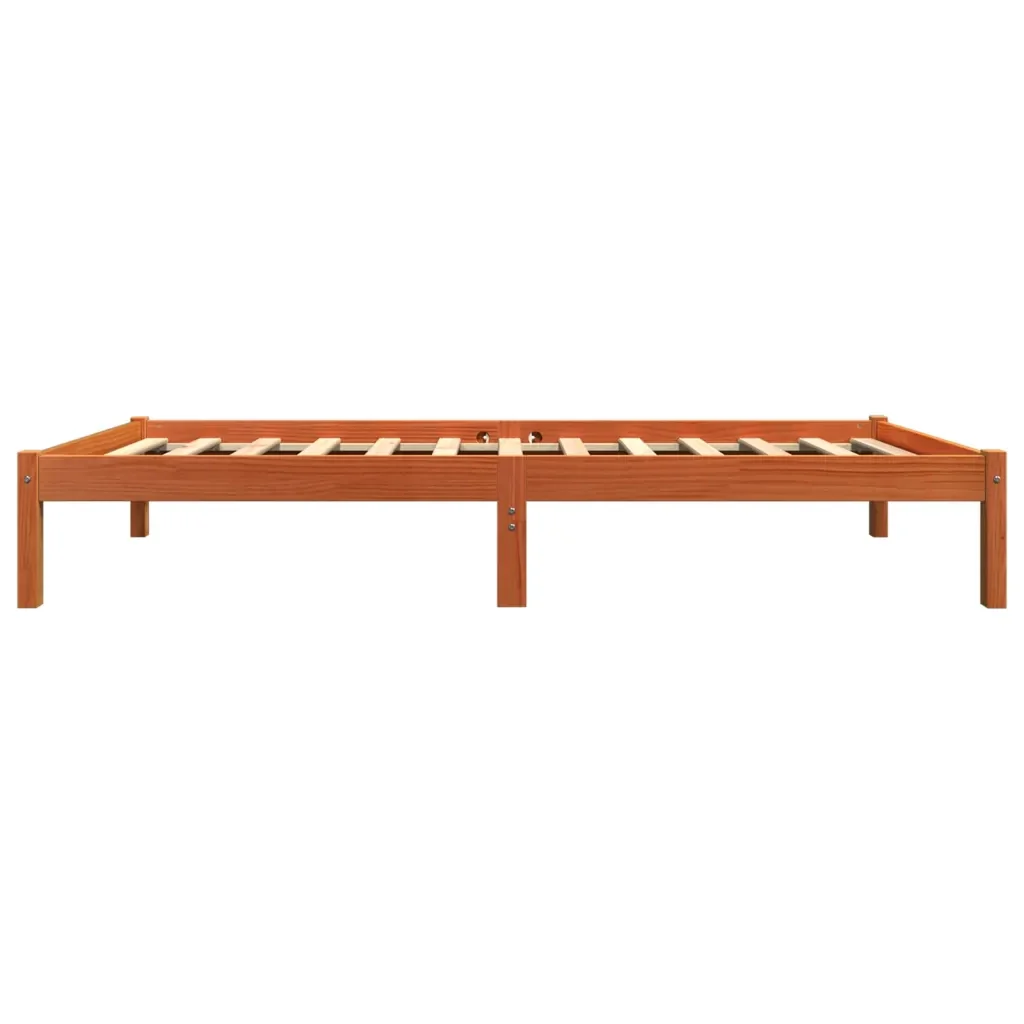 Letto singolo | Letto per adulti | Giroletto senza Materasso Marrone Cera 90x200 cm Massello Pino - Image 5