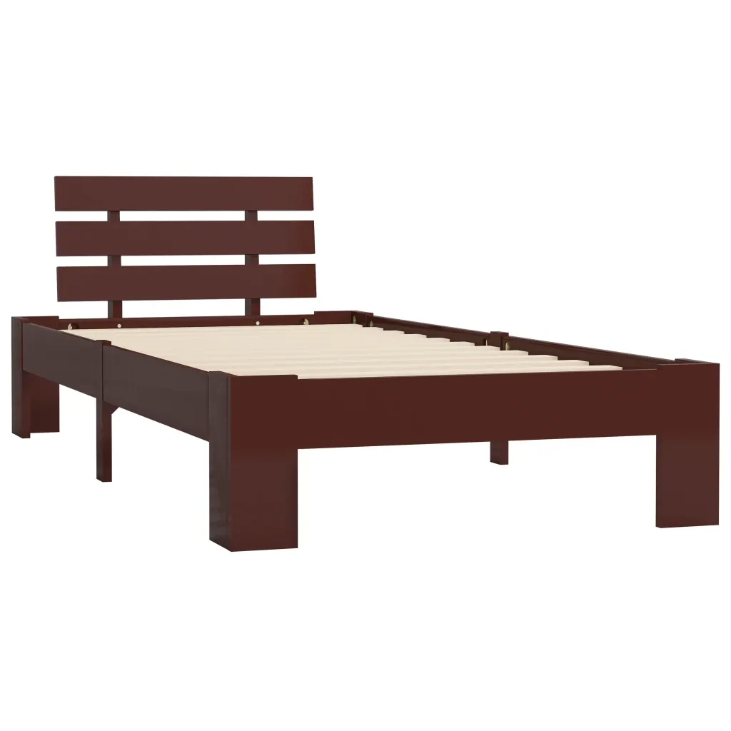Letto singolo | Letto per adulti | Giroletto senza Materasso Marrone Scuro 100x200 cm Legno Pino