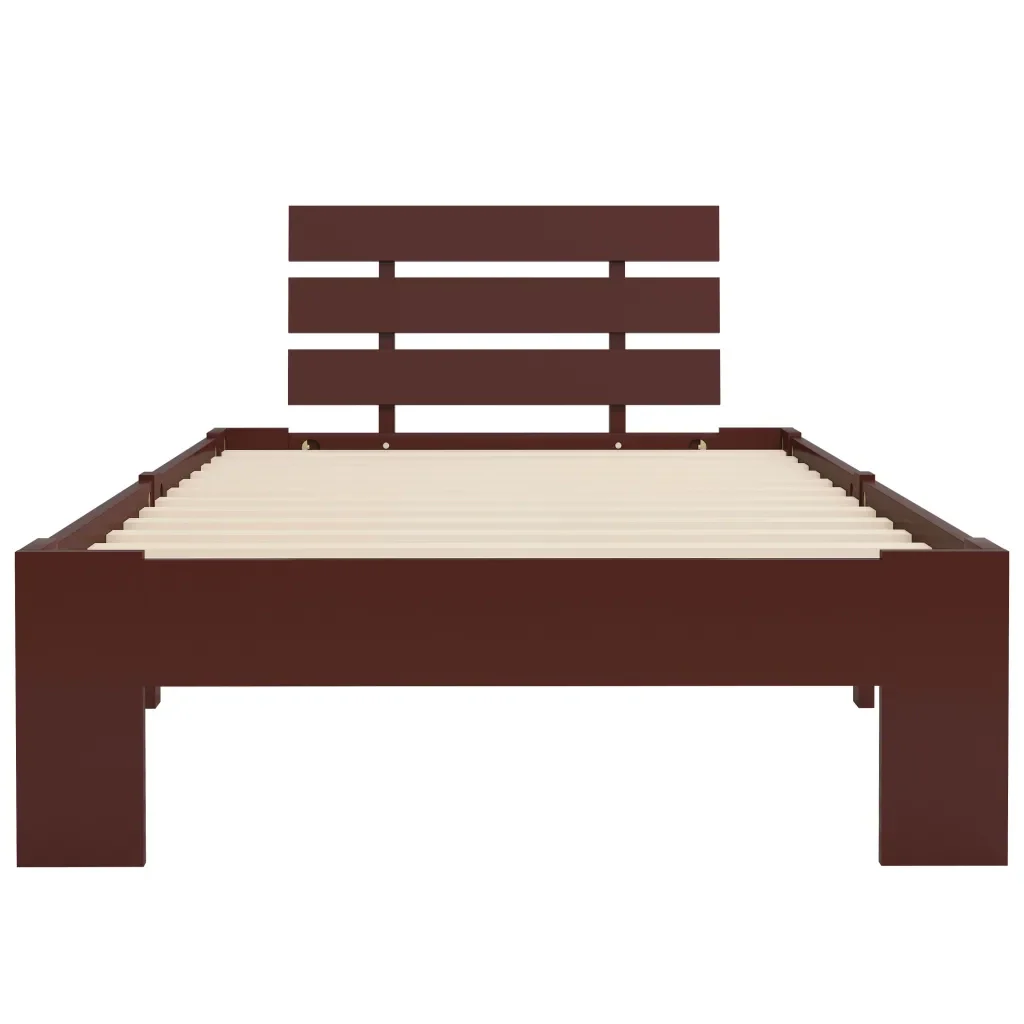 Letto singolo | Letto per adulti | Giroletto senza Materasso Marrone Scuro 100x200 cm Legno Pino - Image 4