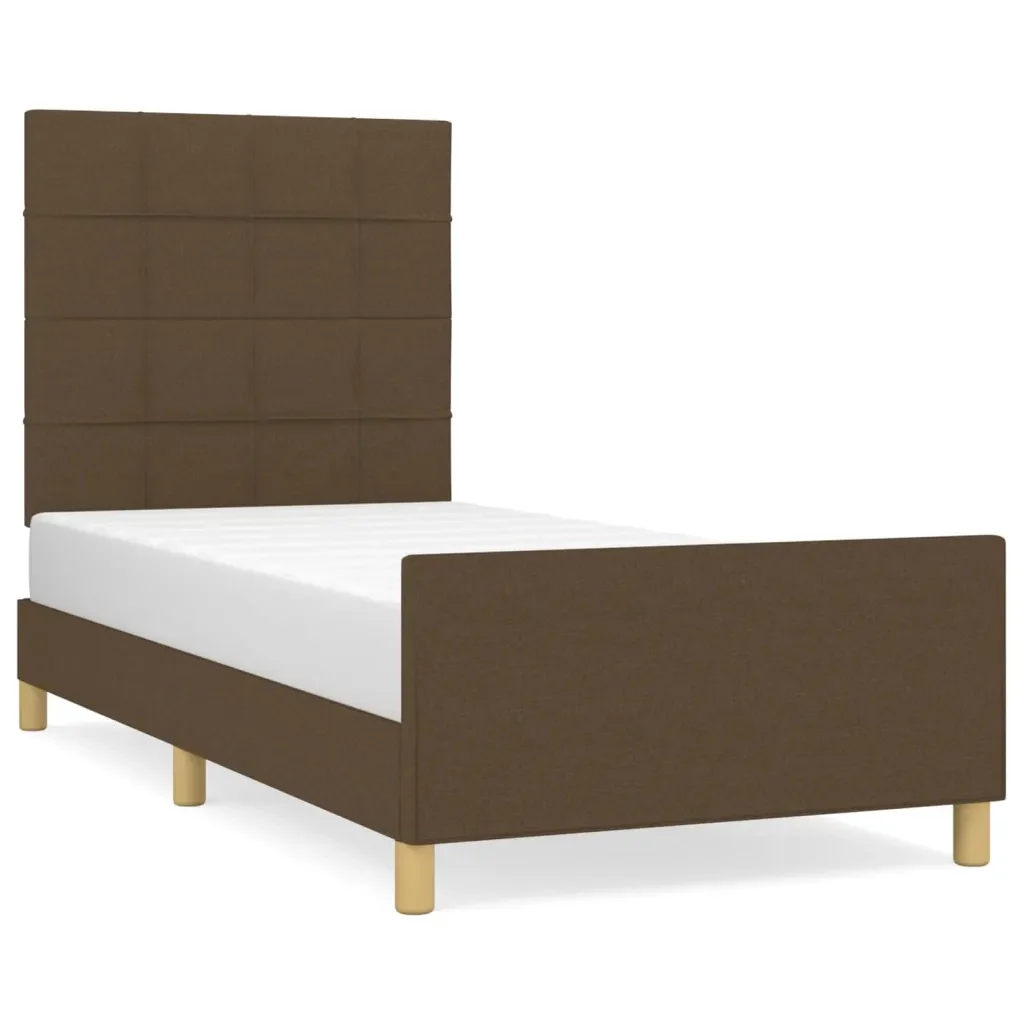 Letto singolo | Letto per adulti | Giroletto senza Materasso Marrone Scuro 100x200 cm Tessuto
