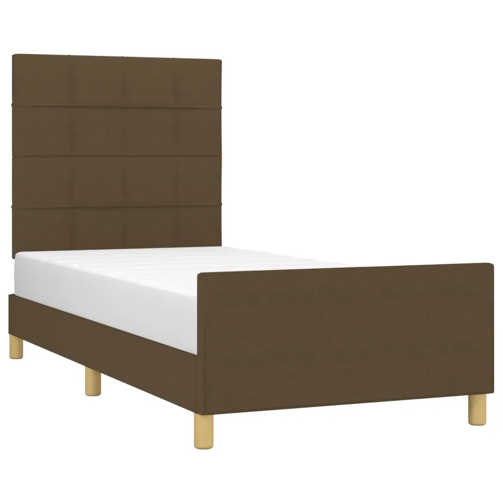 Letto singolo | Letto per adulti | Giroletto senza Materasso Marrone Scuro 100x200 cm Tessuto - Image 4
