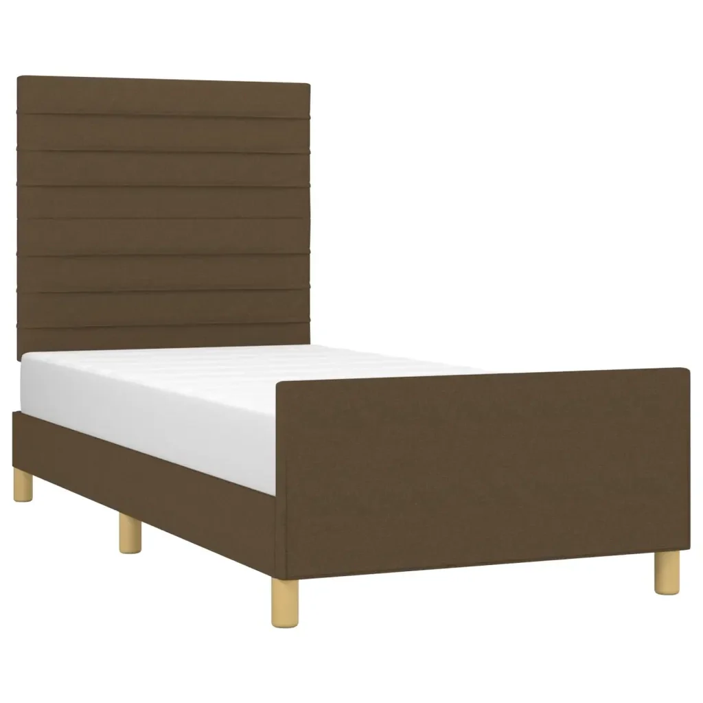 Letto singolo | Letto per adulti | Giroletto senza Materasso Marrone Scuro 100x200 cm Tessuto - Image 3