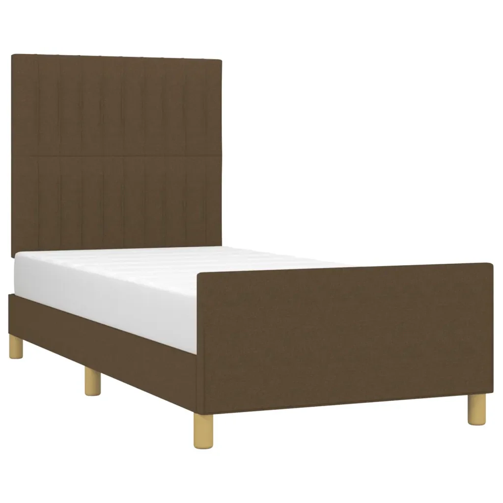 Letto singolo | Letto per adulti | Giroletto senza Materasso Marrone Scuro 100x200 cm Tessuto - Image 4