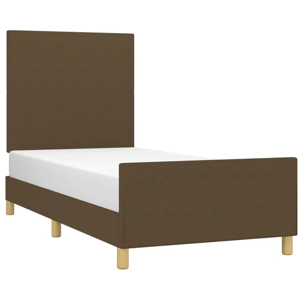 Letto singolo | Letto per adulti | Giroletto senza Materasso Marrone Scuro 80x200 cm Tessuto - Image 4