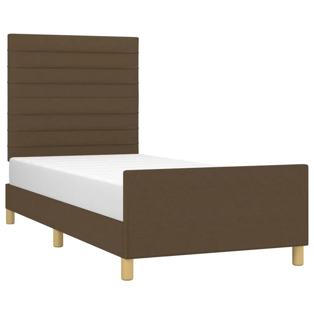 Letto singolo | Letto per adulti | Giroletto senza Materasso Marrone Scuro 80x200 cm Tessuto - Image 3