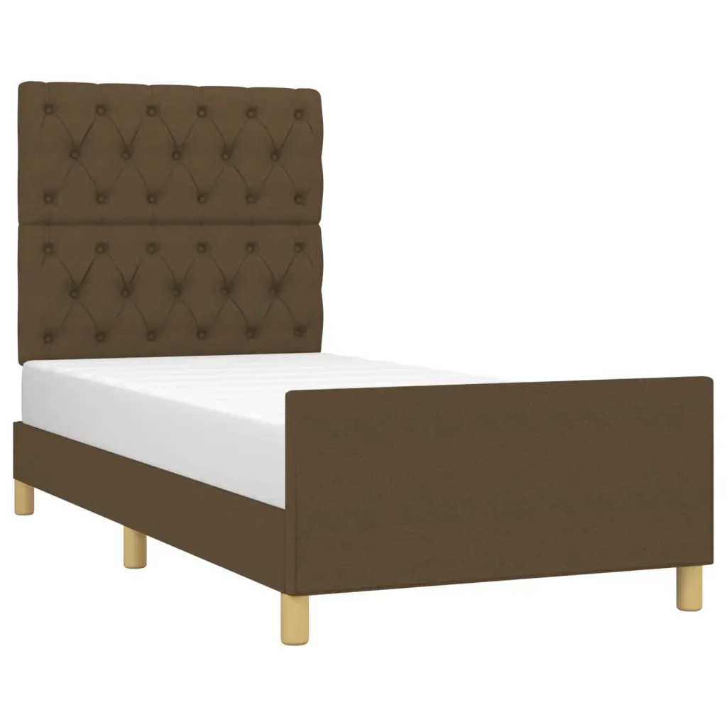 Letto singolo | Letto per adulti | Giroletto senza Materasso Marrone Scuro 80x200 cm Tessuto - Image 4