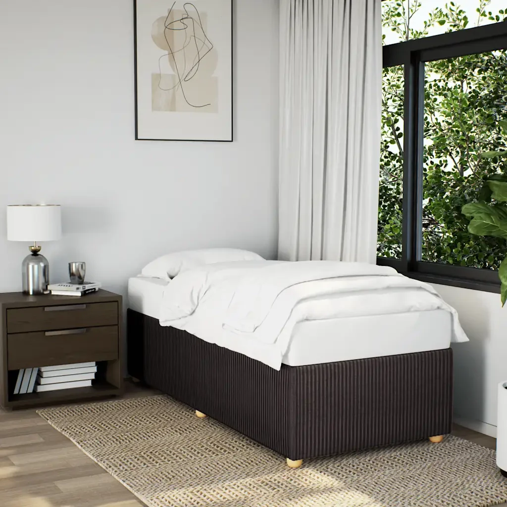 Letto singolo | Letto per adulti | Giroletto senza Materasso Marrone Scuro 80x200 cm Tessuto - Image 2