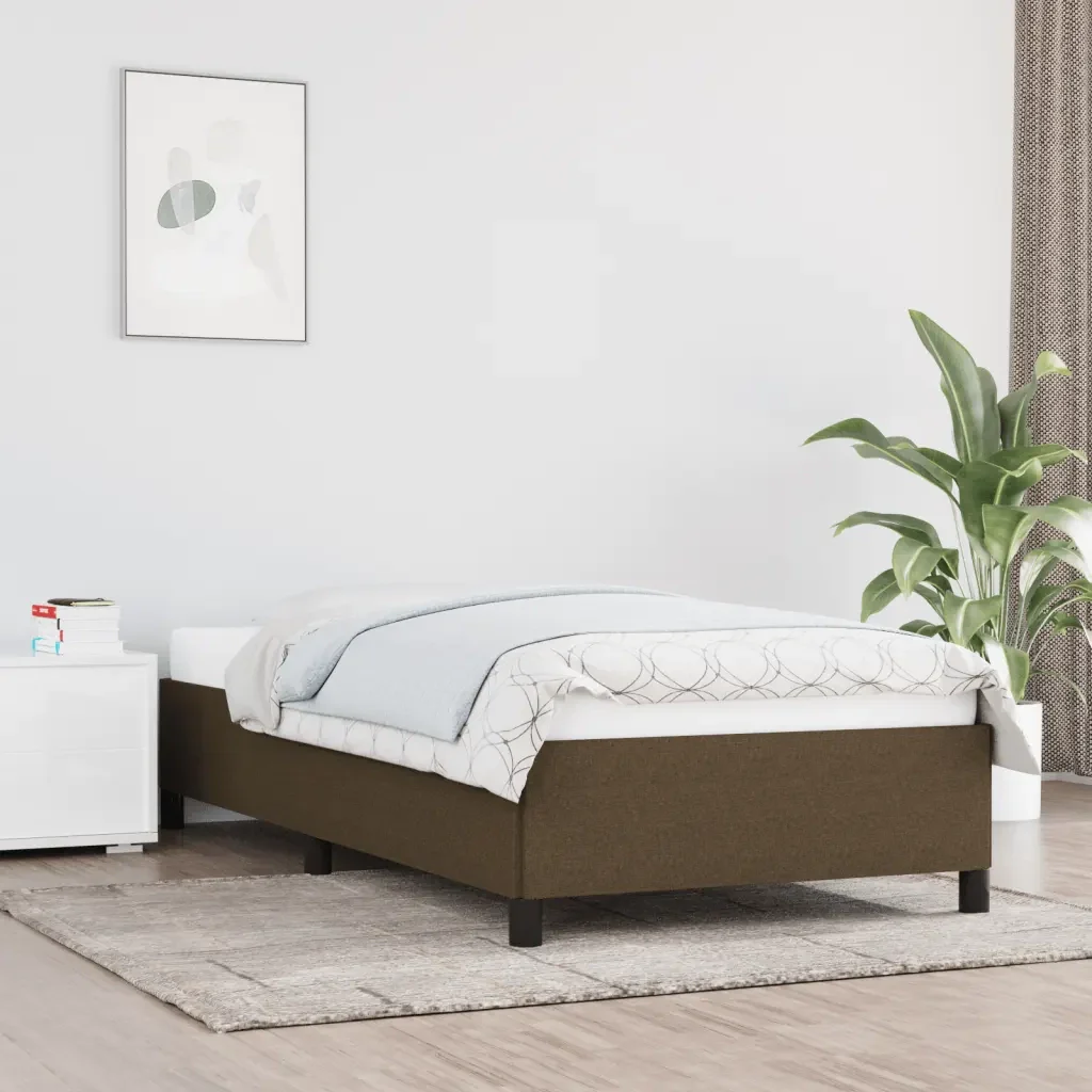 Letto singolo | Letto per adulti | Giroletto senza Materasso Marrone Scuro 80x200 cm Tessuto - Image 2