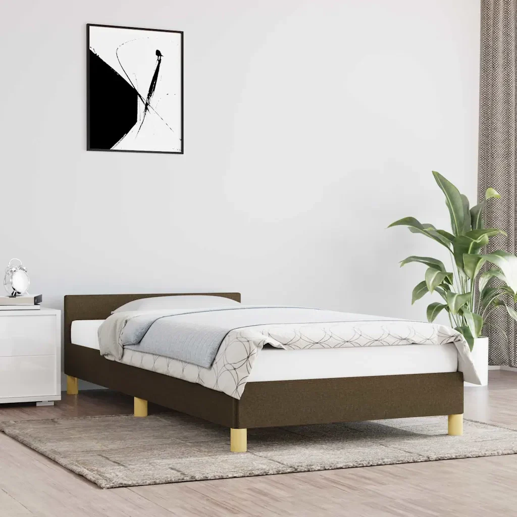 Letto singolo | Letto per adulti | Giroletto senza Materasso Marrone Scuro 90x190 cm Tessuto - Image 2