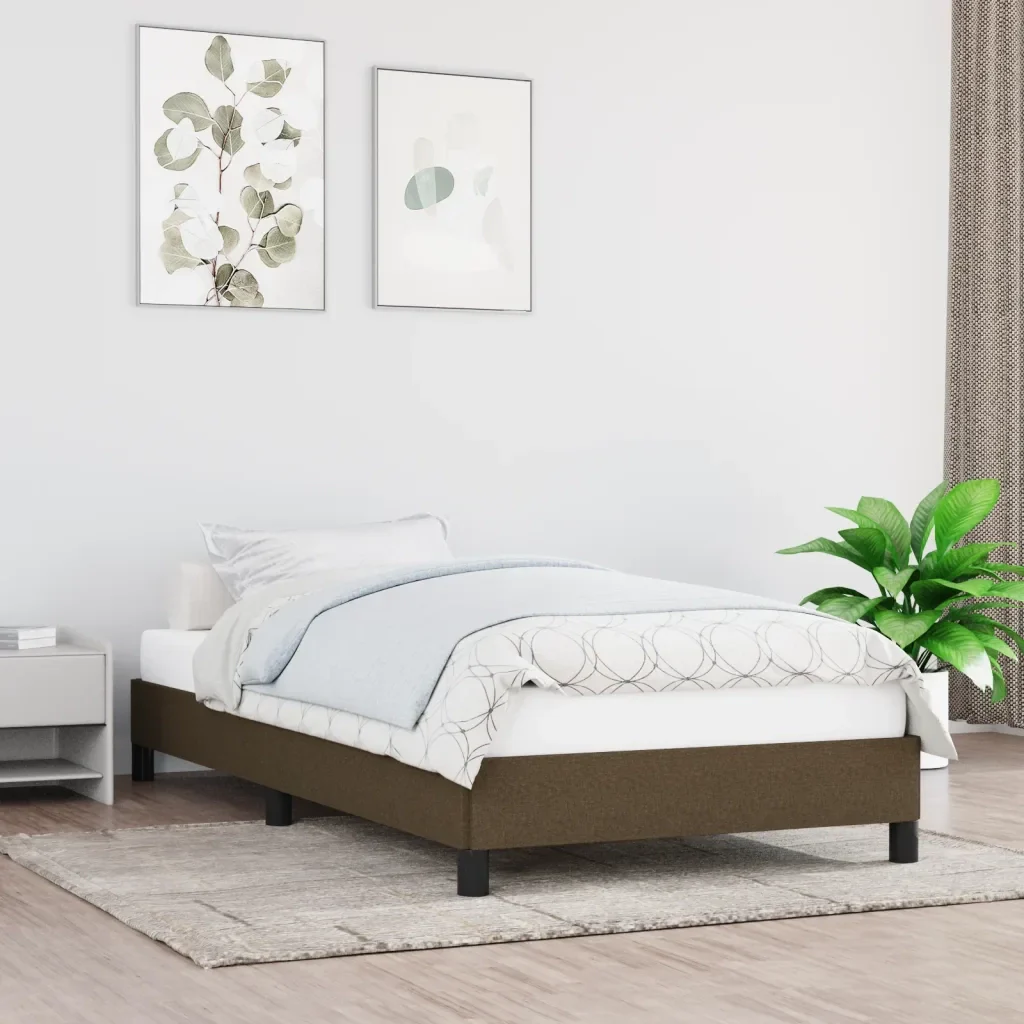 Letto singolo | Letto per adulti | Giroletto senza Materasso Marrone Scuro 90x190 cm Tessuto - Image 2