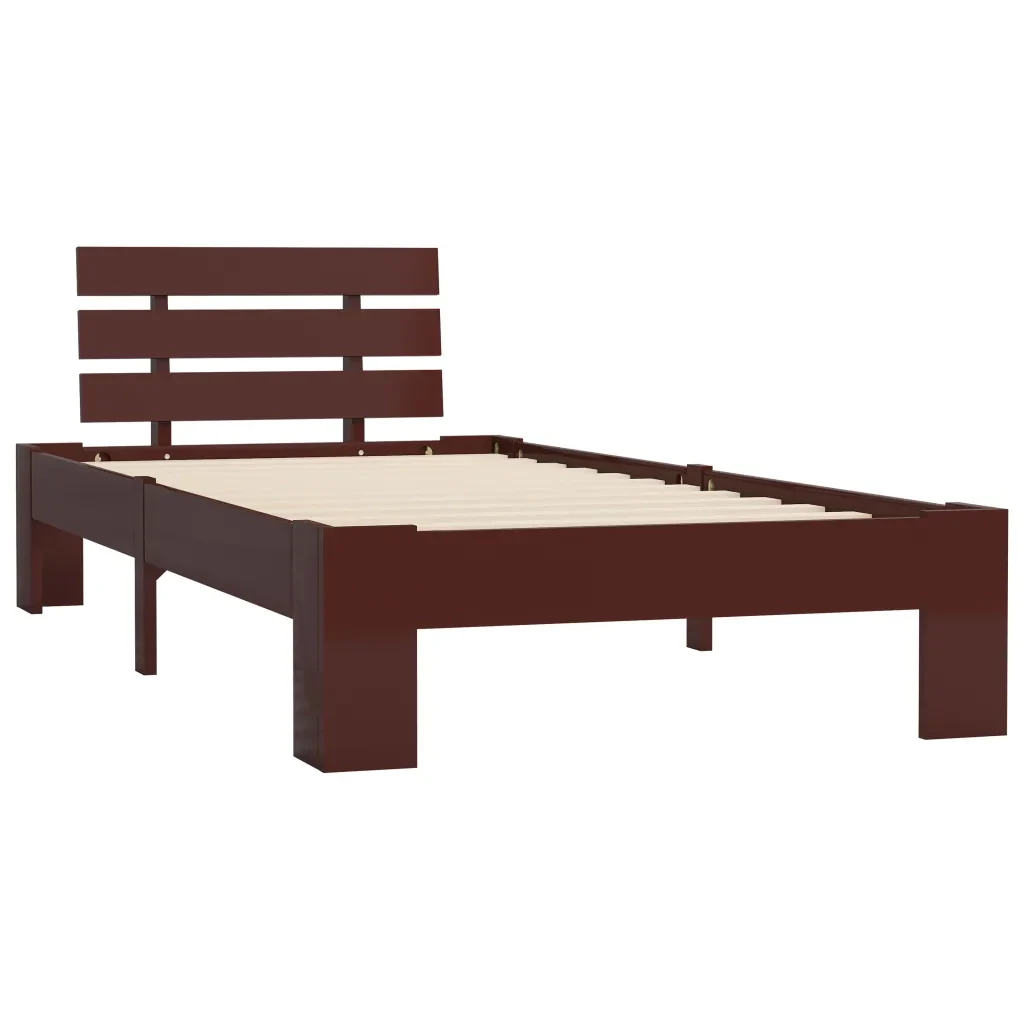 Letto singolo | Letto per adulti | Giroletto senza Materasso Marrone Scuro 90x200 cm Legno Pino