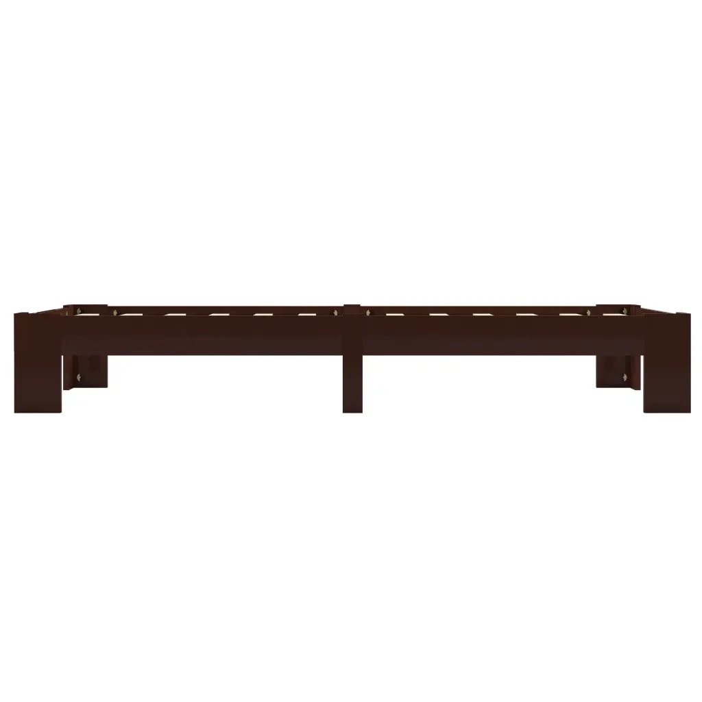 Letto singolo | Letto per adulti | Giroletto senza Materasso Marrone Scuro 90x200 cm Legno Pino - Image 3