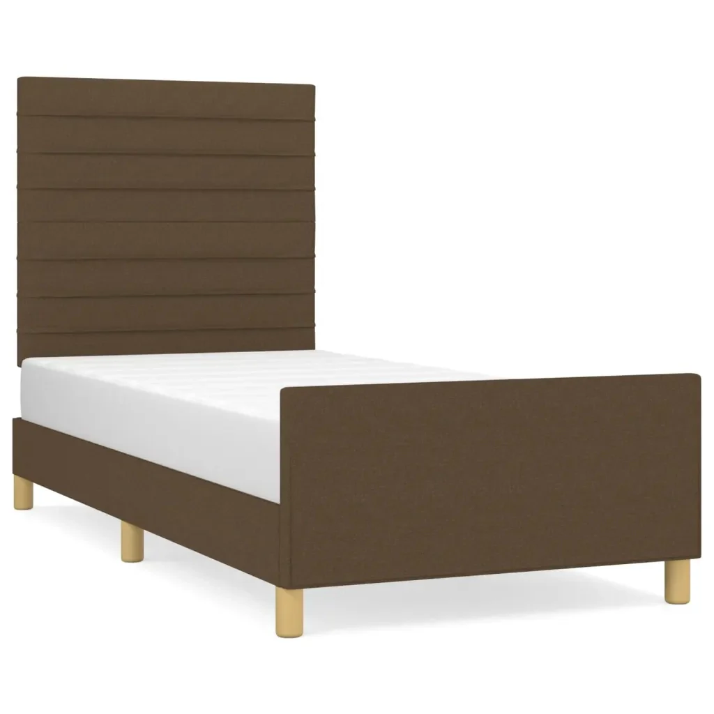 Letto singolo | Letto per adulti | Giroletto senza Materasso Marrone Scuro 90x200 cm Tessuto