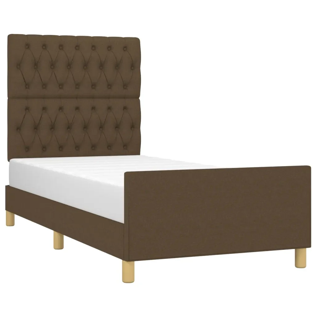 Letto singolo | Letto per adulti | Giroletto senza Materasso Marrone Scuro 90x200 cm Tessuto - Image 3