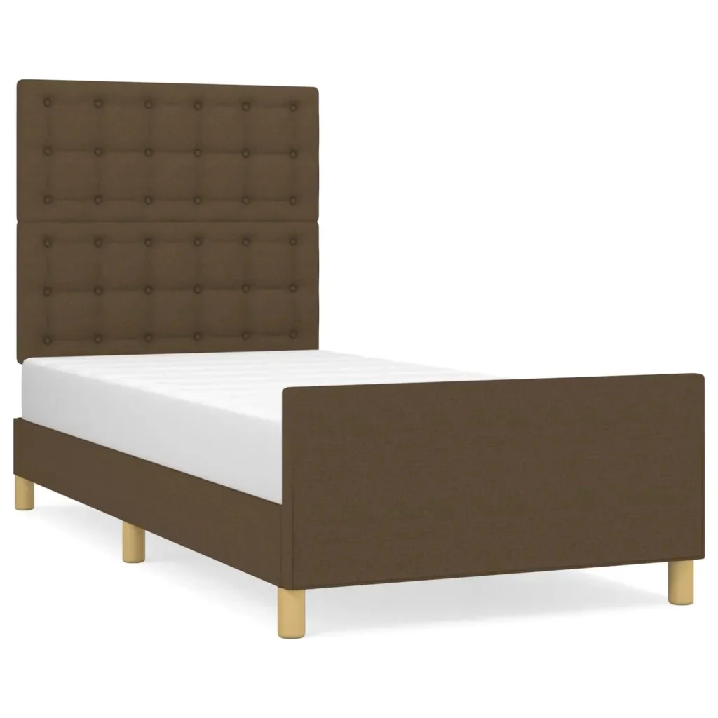 Letto singolo | Letto per adulti | Giroletto senza Materasso Marrone Scuro 90x200 cm Tessuto