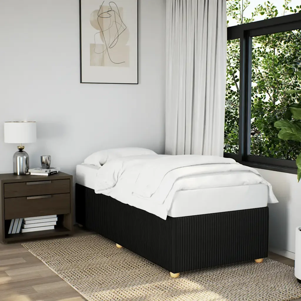 Letto singolo | Letto per adulti | Giroletto senza Materasso Nero 100x200 cm in Tessuto - Image 2