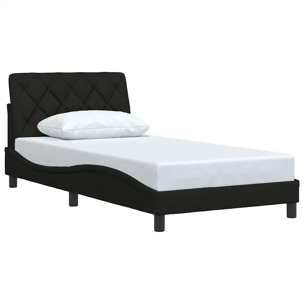 Letto singolo | Letto per adulti | Giroletto senza Materasso Nero 100x200 cm in Tessuto - Image 4