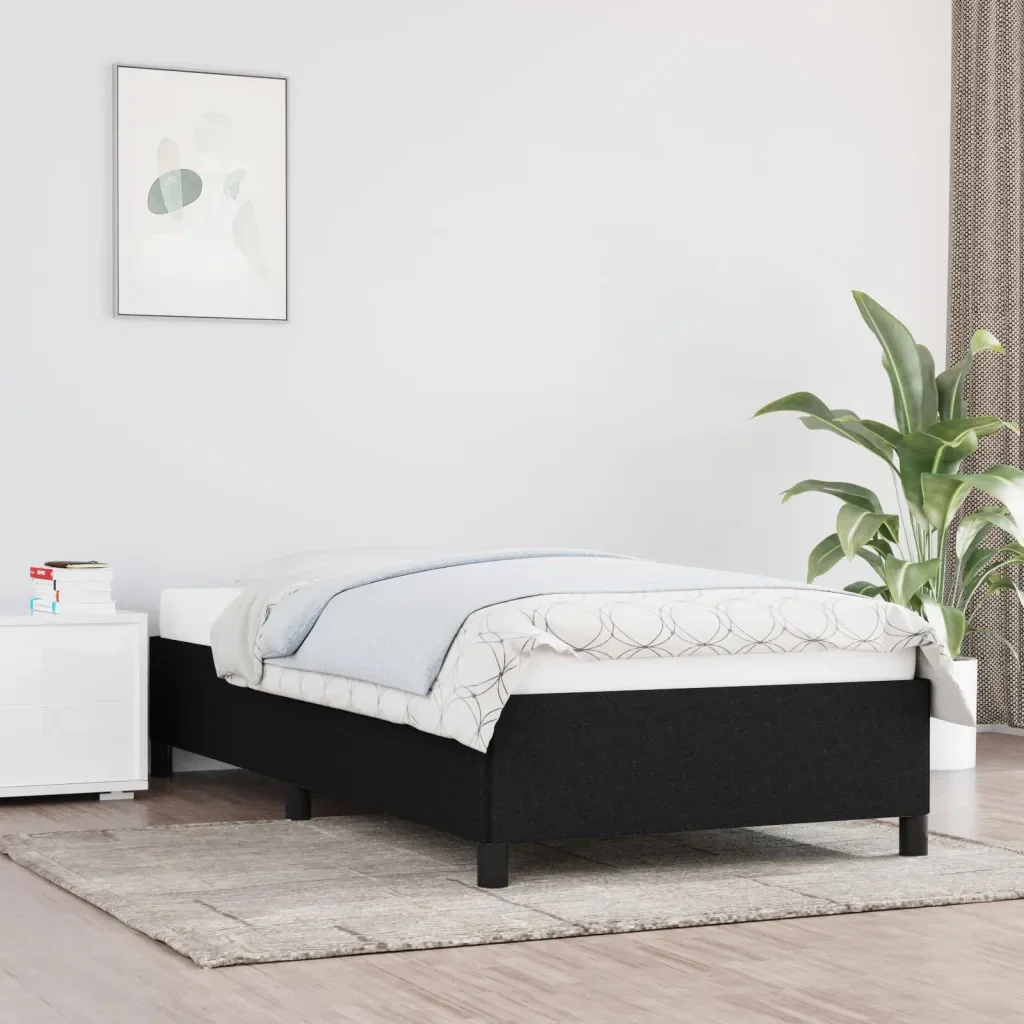 Letto singolo | Letto per adulti | Giroletto senza Materasso Nero 100x200 cm in Tessuto - Image 2